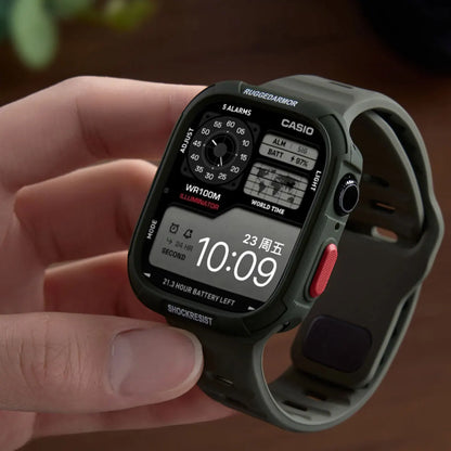 Étui en silicone + bracelet pour Apple Watch Series 11/10/9/8/7/6/SE/Ultra3, bracelet sport avec pare-chocs protecteur