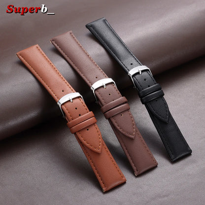 Bracelet de montre de remplacement en PU souple de 14 mm, 16 mm, 18 mm, 20 mm, 22 mm, 24 mm, bracelet de montre décontracté pour homme avec boucle en acier inoxydable
