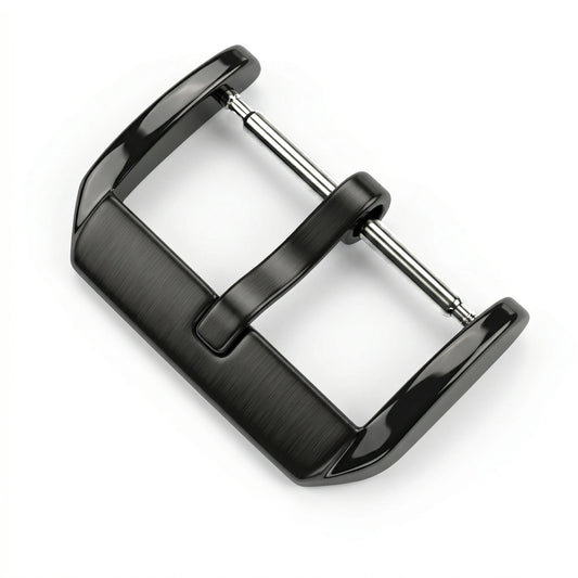 Boucle ardillon de montre en acier inoxydable brossé moyen, 16mm 18mm 20mm 22mm, argent or noir, bracelet de montre en cuir, accessoires de fermoir