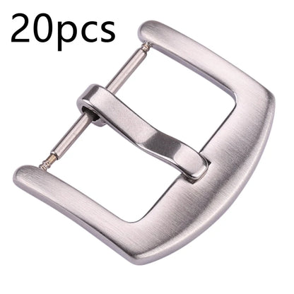 Boucles de bracelet de montre en métal, fermoirs en acier inoxydable, argent, noir, or, accessoires, vente en gros, 18mm, 20mm, 22mm, 24mm, 20 pièces