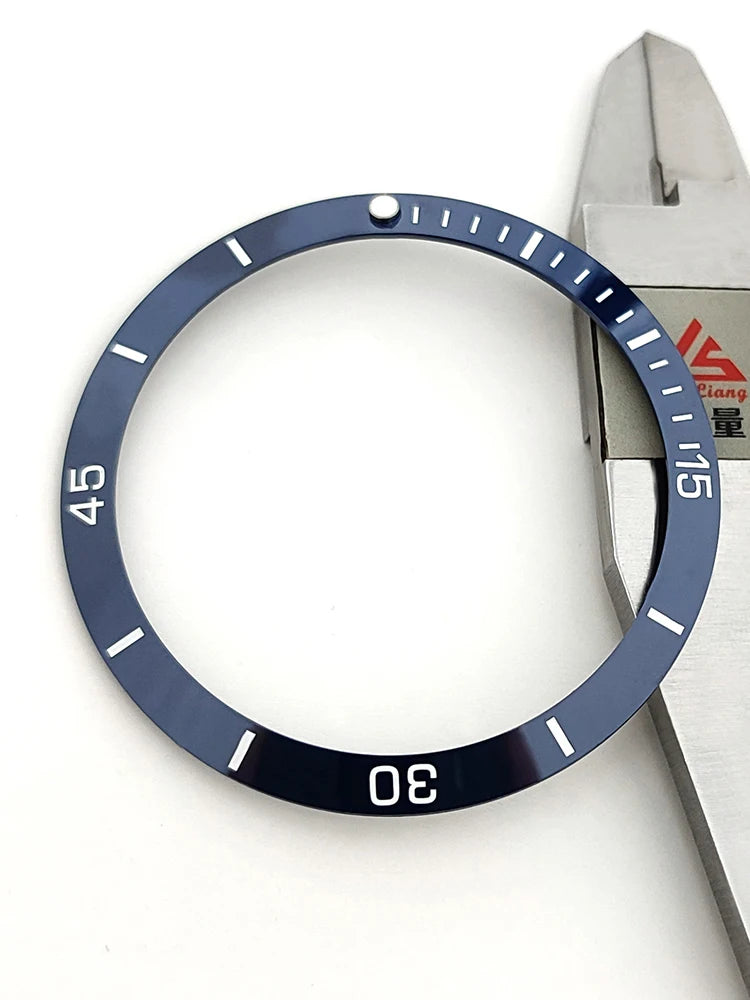 Anello inserto ghiera in ceramica 42x35mm, pendenza adatta a 46mm per Breitling SUPEROCEAN A17378E71C1A1, cerchio scala blu, luce verde a ore 12