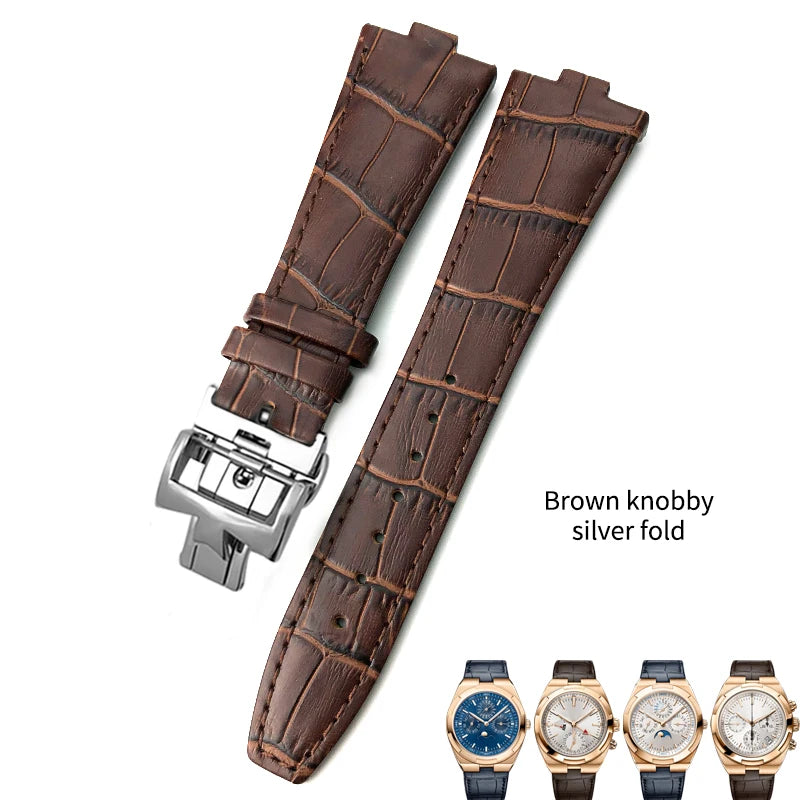 Remplacement du bracelet de montre en cuir de vachette véritable pour homme, VachAnderConstantin, cuir de veau d'outre-mer, noir, bleu, marron, bracelet, 25mm x 9mm