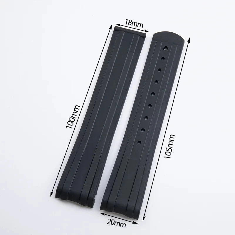 Cinturino per orologio in gomma fluorocarbonica, fibbia pieghevole da 20 mm, estremità curva per Omega X, Swatch Seamaster 300, Speedmaster, accessori FKM