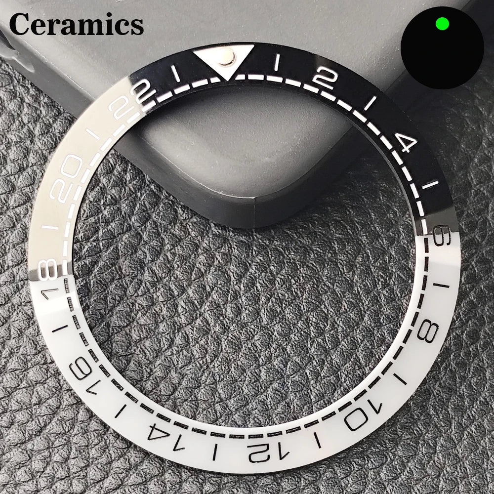 Insert de lunette incliné en céramique/aluminium 41.5mm x 32.7mm, adapté au remplacement de lunette de montre pour hommes, accessoires de montre