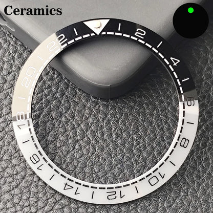 Insert de lunette incliné en céramique/aluminium 41.5mm x 32.7mm, adapté au remplacement de lunette de montre pour hommes, accessoires de montre
