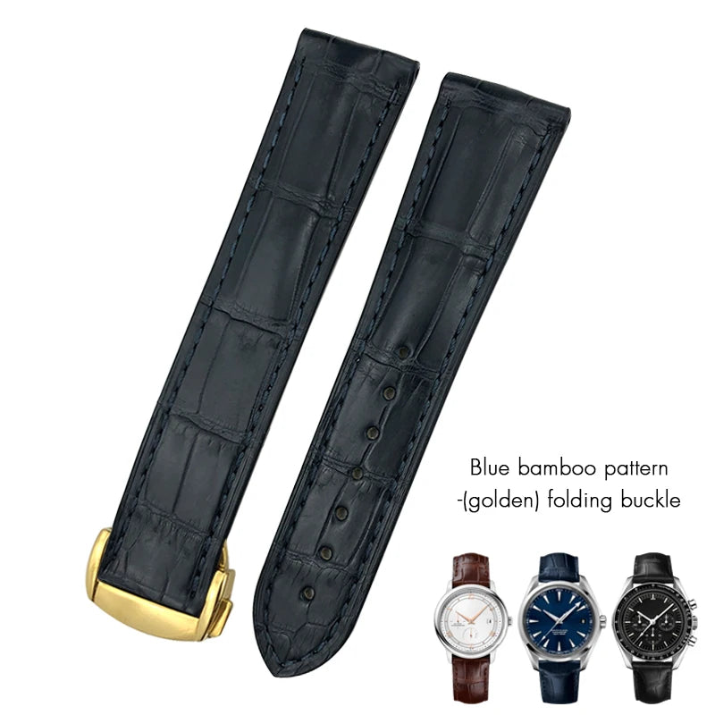 Bracelet de montre en cuir de crocodile véritable, 18mm, 19mm, 20mm, 21mm, 22mm, pour Omega De Ville Seam84SPEEDBiens TER