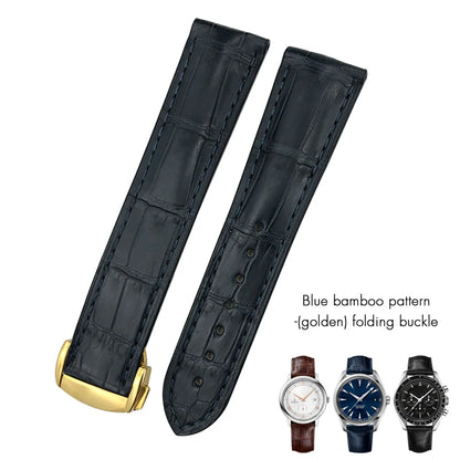 Bracelet de montre en cuir de crocodile véritable, 18mm, 19mm, 20mm, 21mm, 22mm, pour Omega De Ville Seam84SPEEDBiens TER