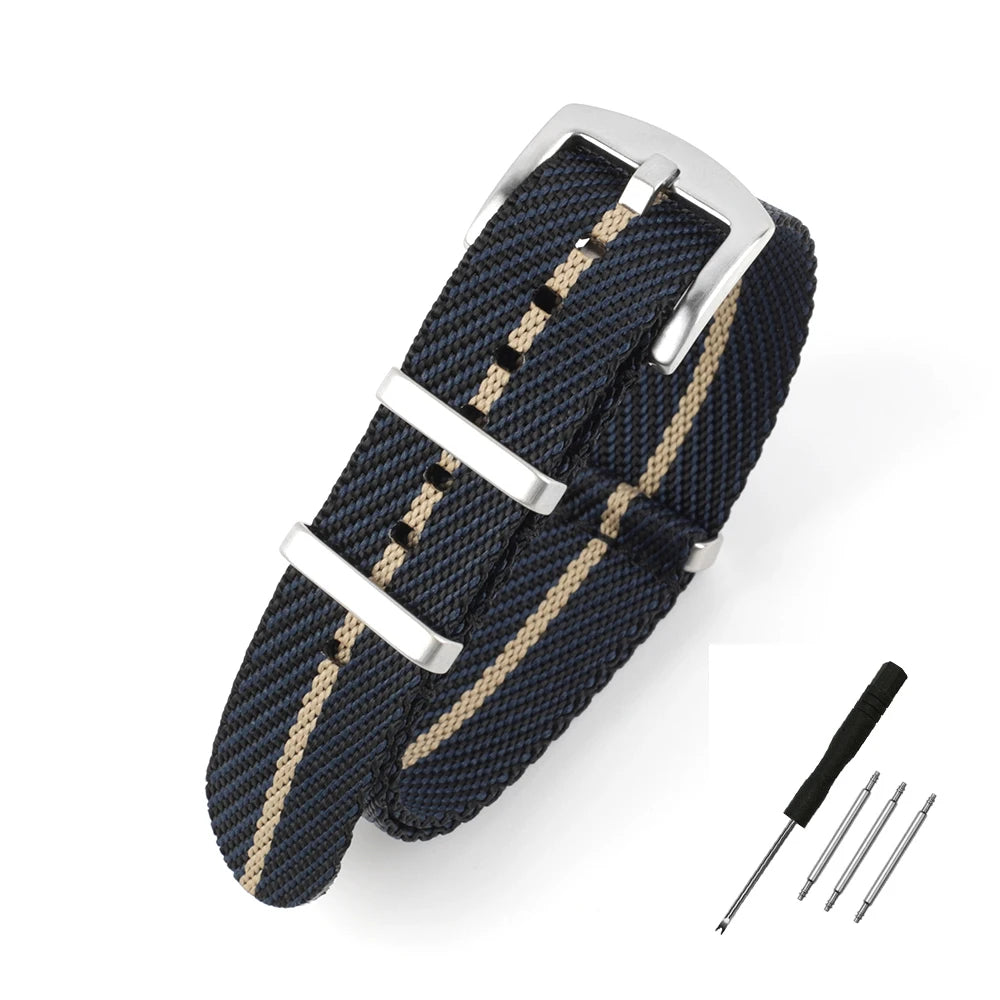 Cinturino per orologio in Nylon 20mm 22mm, cinturino a righe, cinturino di ricambio, accessori militari per cinturini orologio T-udor