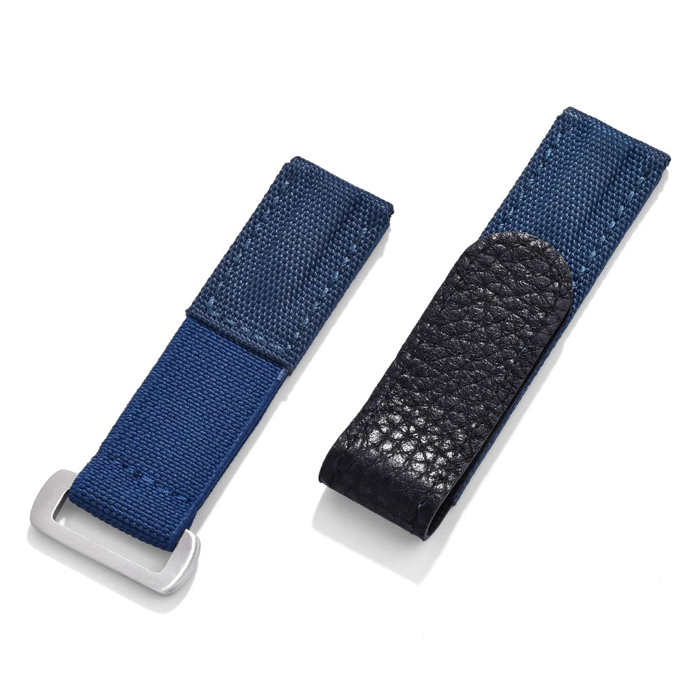 20mm Premium Quality Hook and Loop Adhesive Leather Nylon Elastic Watch Strap Replacement Watch Accessories Watchband