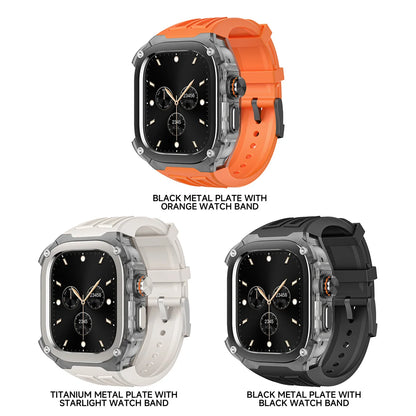 Kit de modification de luxe pour Apple Watch Series Ultra 3 2 49 mm, bracelet en silicone, boîtier en acier inoxydable pour IWatch Ultral 49 mm
