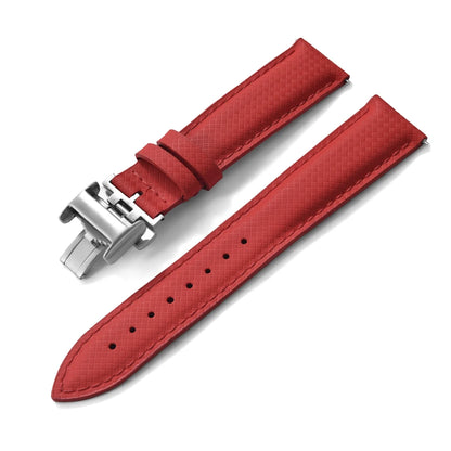 STAPELP – Fabric Sailcloth Strap, 18mm, 19mm, 20mm, 22mm, Top FKM + Leather Base, Textured Rubber Watch Straps, Quick Release Pin Buckle