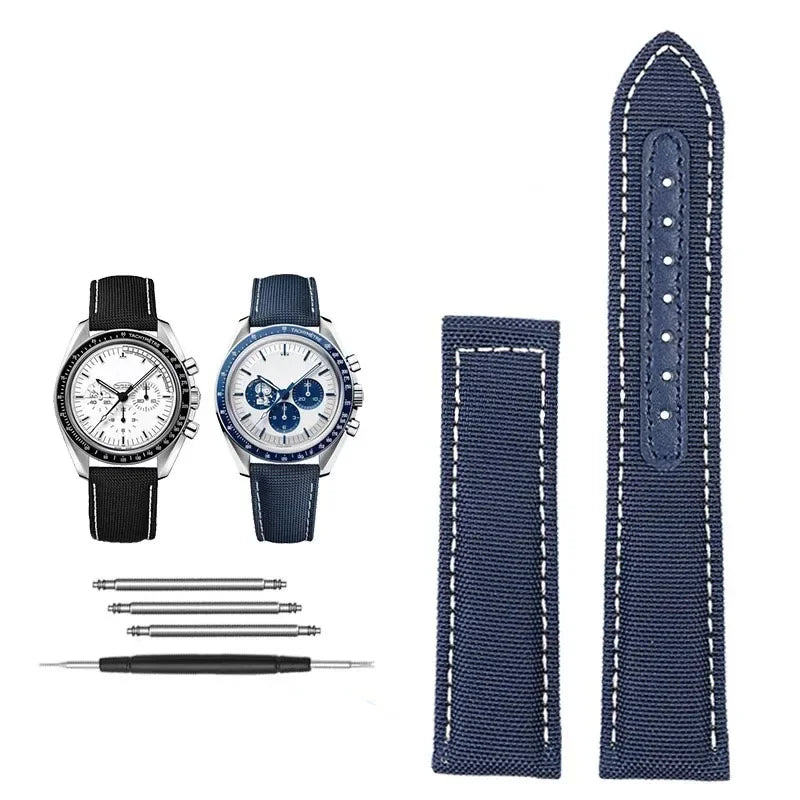 Bracelets de montre en toile et Nylon, 19mm 20mm, pour Omega Seamaster 300 Speedmaster AT150 Omega Speedmaster Slubby série 310.32, bracelet en Nylon