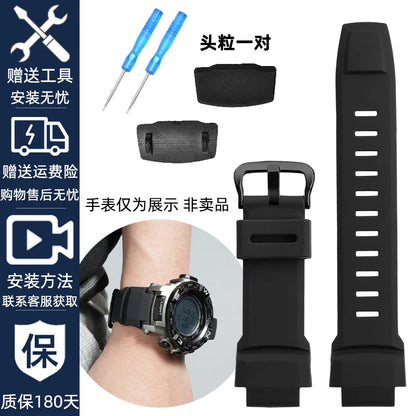 Bracelet de montre convexe en silicone souple, pour Casio PROTREK série PRW 3500 2500 5000 prw5100 PRG 250T 270 prg550 200