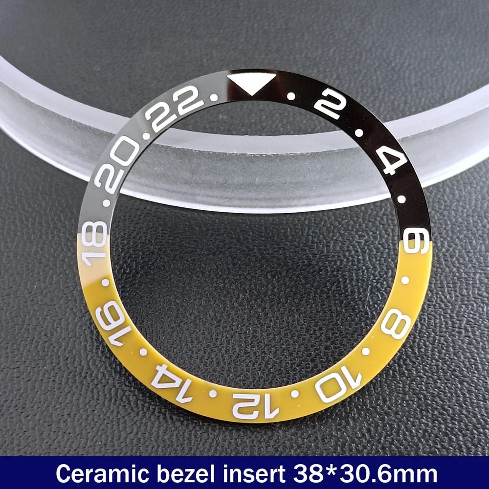 38mm x 30.6mm Sloped Ceramic Bezel GMT and Diving Watch Insert for 40mm Men's Watch Replacement Watch Bezel Inserts