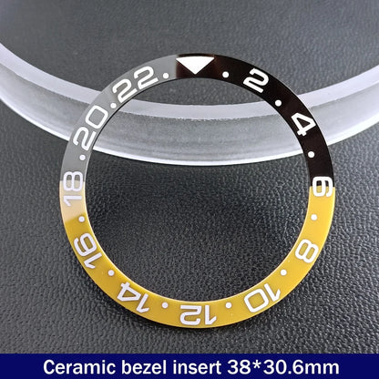 38mm x 30.6mm Sloped Ceramic Bezel GMT and Diving Watch Insert for 40mm Men's Watch Replacement Watch Bezel Inserts