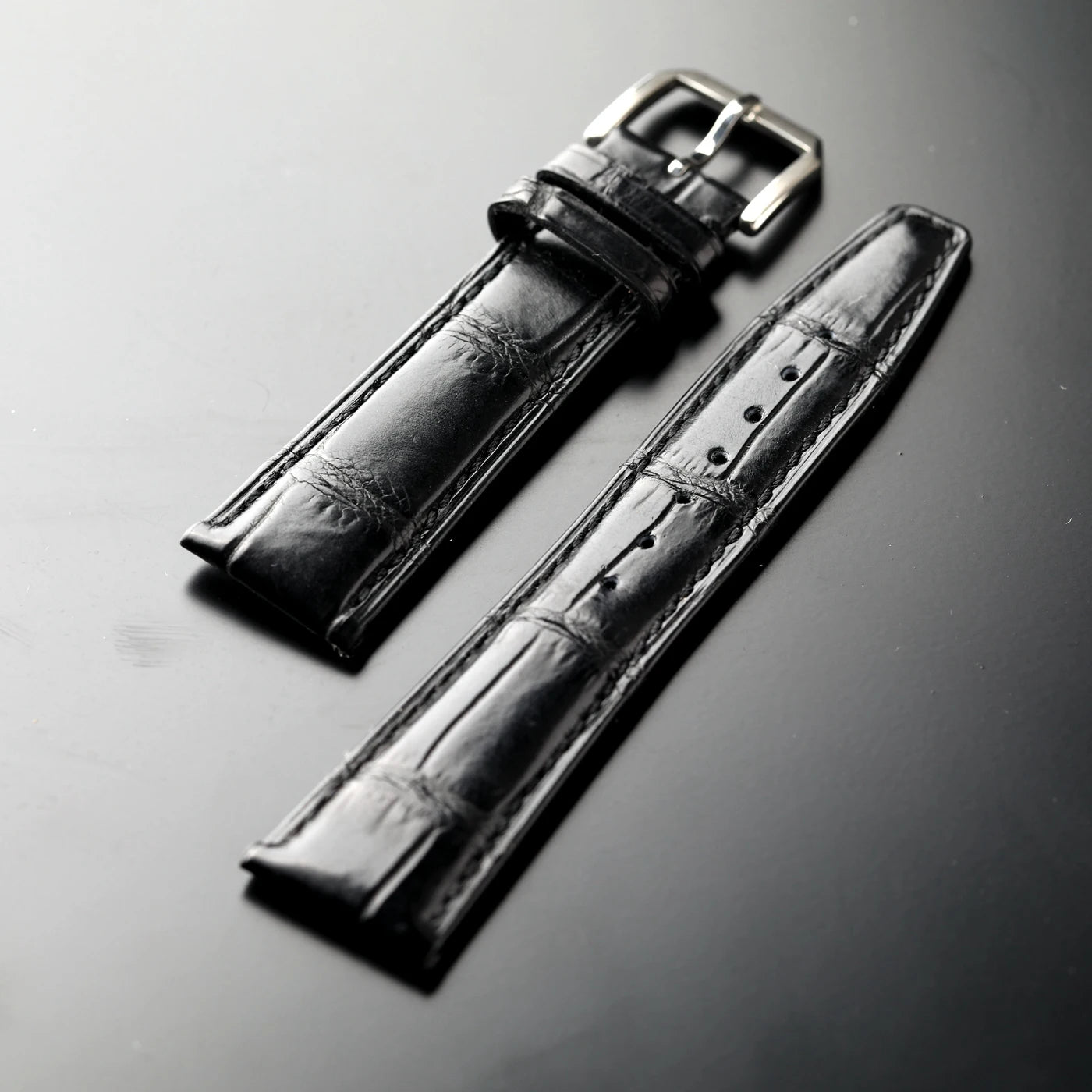 Cinturino in pelle di coccodrillo fatto a mano 20MM 21MM 22MM, pelle nera, cinturino di ricambio da uomo in pelle in stile retrò, compatibile con Pilot Mark