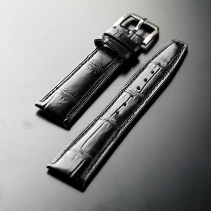 Cinturino in pelle di coccodrillo fatto a mano 20MM 21MM 22MM, pelle nera, cinturino di ricambio da uomo in pelle in stile retrò, compatibile con Pilot Mark