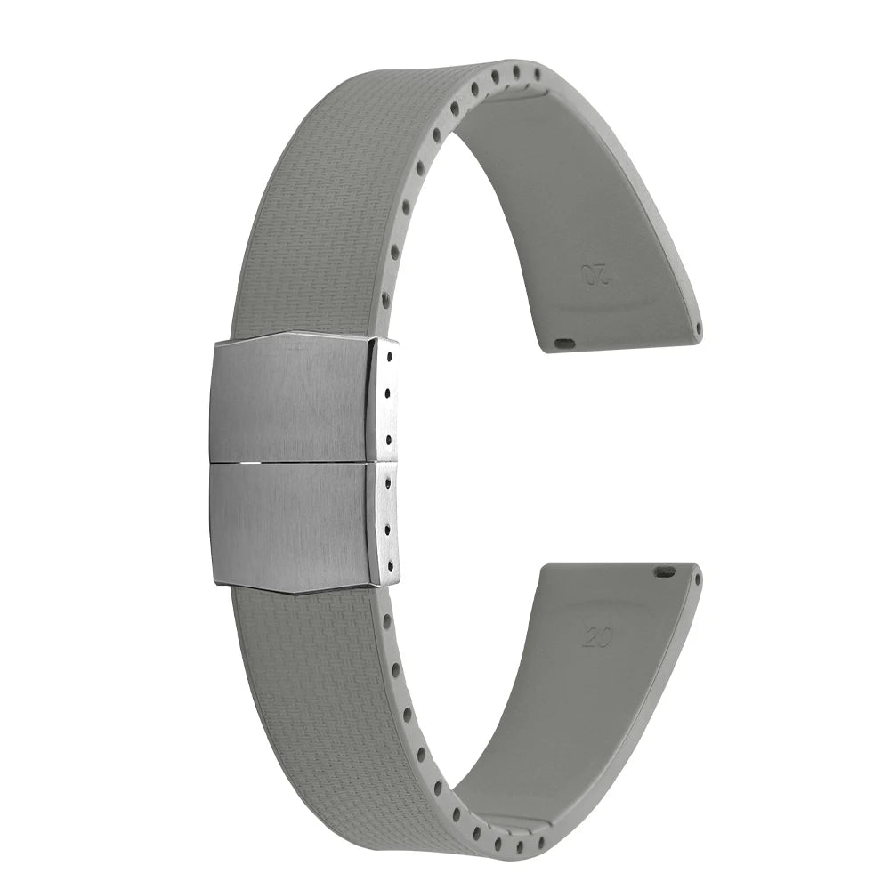 Cinturini per orologi in gomma Delugs CTS Fkm da 20 mm con fibbia a farfalla, 4 colori, texture unica, cinturino per orologi a sgancio rapido per orologi di marca