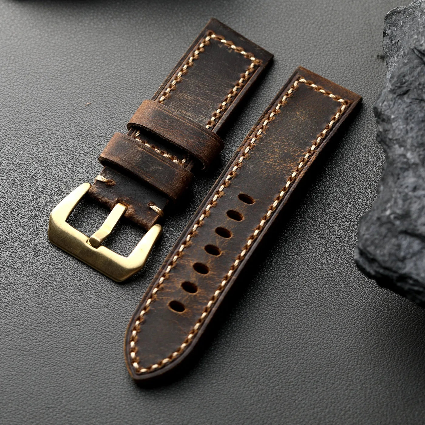 Cinturino in vera pelle di alta qualità, cinturino in bronzo, 20 22 23 24 26MM, cinturino spesso in pelle bovina da uomo, strato superiore italiano