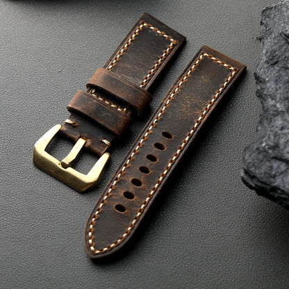 Cinturino in vera pelle di alta qualità, cinturino in bronzo, 20 22 23 24 26MM, cinturino spesso in pelle bovina da uomo, strato superiore italiano