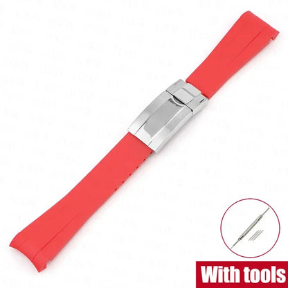 Curved Rubber Watch Strap for Omega x Swatch MoonSwatch, 20mm Folding Clasp for Men and Women, TPU Replacement Band for Rolex Submariner