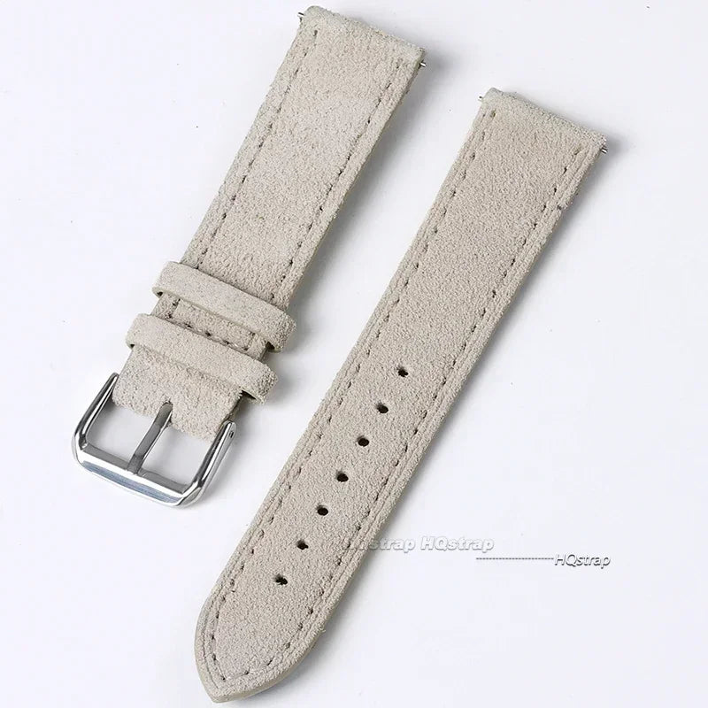 Bracelet de montre en cuir véritable suédé pour Seiko, Vintage, couture faite à la main, pour Rolex 18mm 19mm 20mm 22mm 24mm