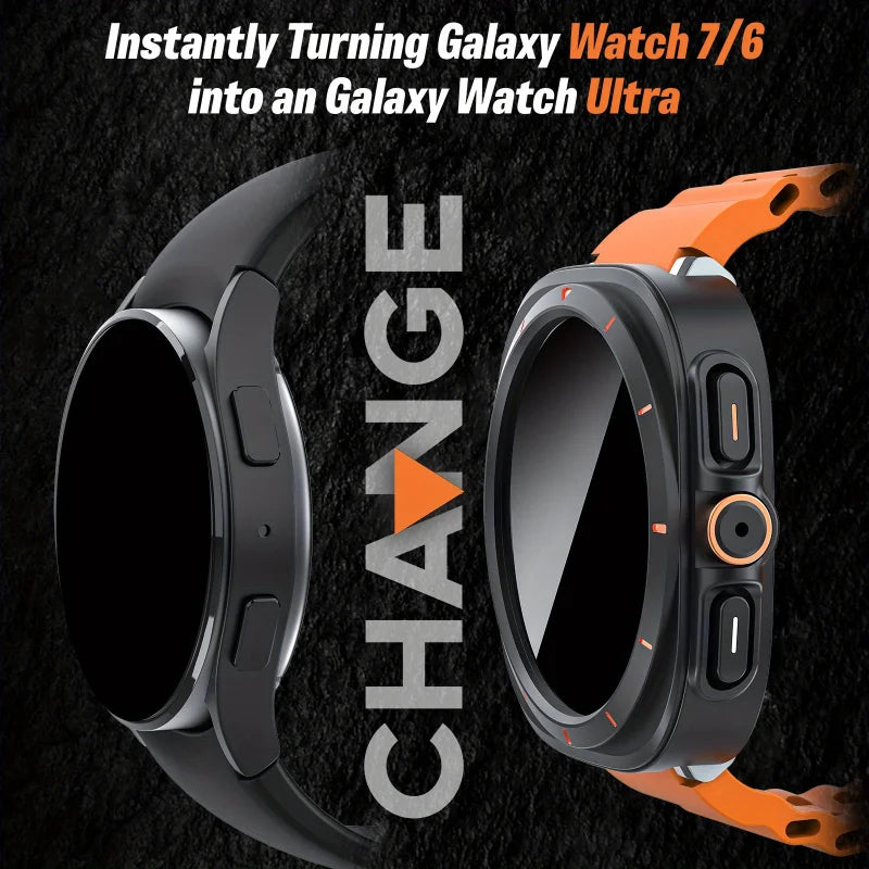 Ensemble d'accessoires pour Samsung Galaxy Watch 7/6 (40mm/44mm), 2 pièces, étui de protection ultra-résistant, bracelet respirant en verre trempé HD