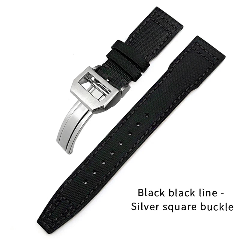 Bracelet de montre en cuir de Nylon 20mm 21mm 22mm pour montres IWC Big Pilot PORTOFINO IW3777 bracelet de montre en cuir de vache bleu vert noir rouge
