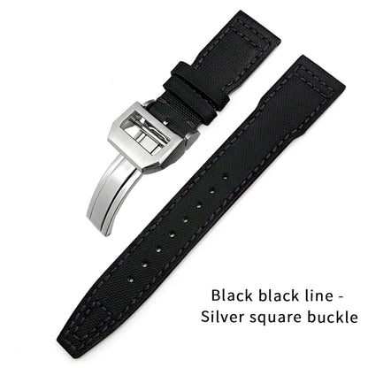Bracelet de montre en cuir de Nylon 20mm 21mm 22mm pour montres IWC Big Pilot PORTOFINO IW3777 bracelet de montre en cuir de vache bleu vert noir rouge