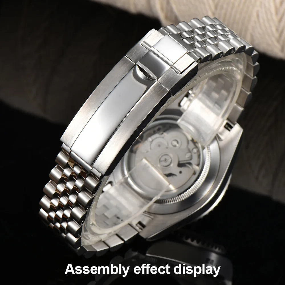 Nouveau 40.5mm GMT fit NH-34 boîtier en argent lunette peut tourner dans les deux directions saphir boîtier de montre étanche pièces de montre accessoires