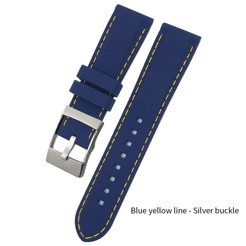 Bracelet de Montre en Caoutchouc de Silicone Souple, Coloré, pour Breitling SEIKO Longines Tudor mol, 20mm 21mm 22mm 23mm 24mm