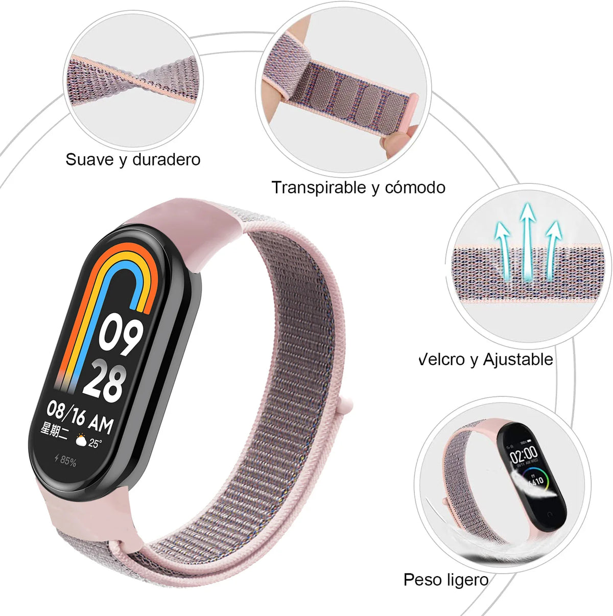 Bracelet à boucle en Nylon pour xiaomi Mi Band 10 9 8, Bracelet de remplacement, pulsera Xiaomi Smart Band 10 9 8 NFC
