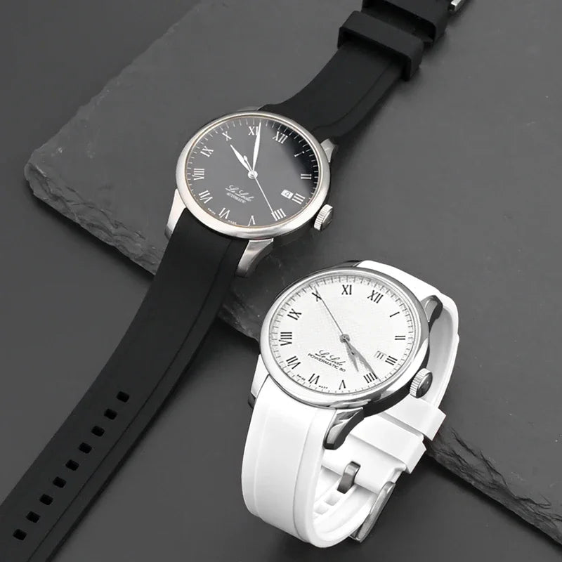 Bracelet universel en Silicone à haute résistance, 18mm 19mm 20mm 21mm 22mm, pour Tissot 1853, extrémité incurvée, boucle papillon, Bracelet de montre