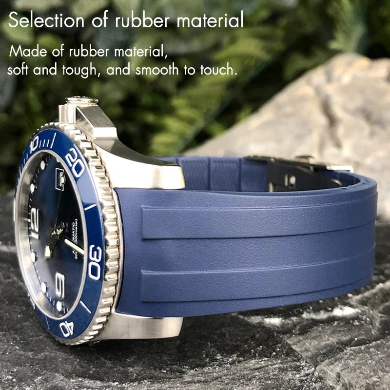 Cinturino per orologio in gomma di alta qualità, 19 mm 20 mm 21 mm 22 mm, adatto per Longines Hydroconquest L3 780 781 782 841, cinturino in silicone impermeabile
