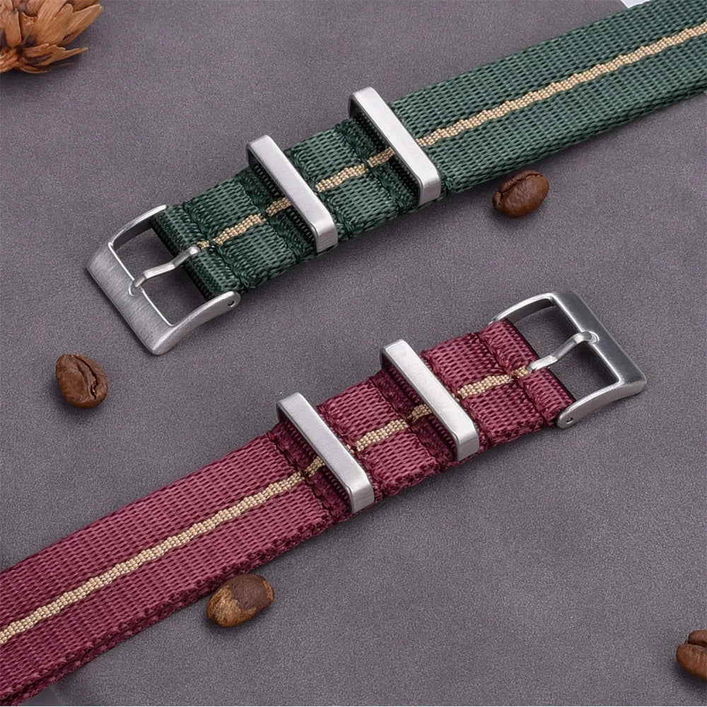 Premium Quality Smooth Nylon Watch Strap, 20mm 22mm, Casual Military, High-Density Green Seatbelt for Men's Watch Accessories