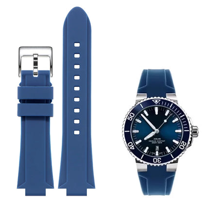Cinturino in gomma siliconica con interfaccia convessa 24*11 per orologio subacqueo ORIS AQUIS, cinturino impermeabile con fibbia pieghevole