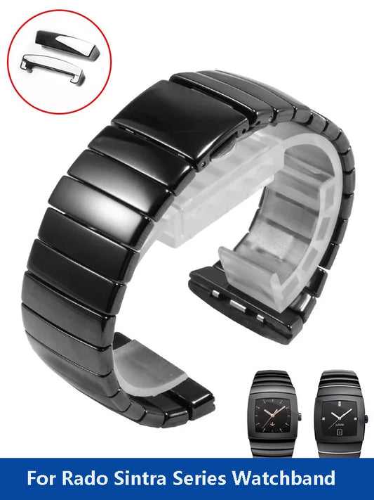 Cinturino per orologio in ceramica nera per uomo e donna, cinturino per orologio, catena per orologio, serie Rado Sintra, alta qualità, 17mm, 26mm, 29mm