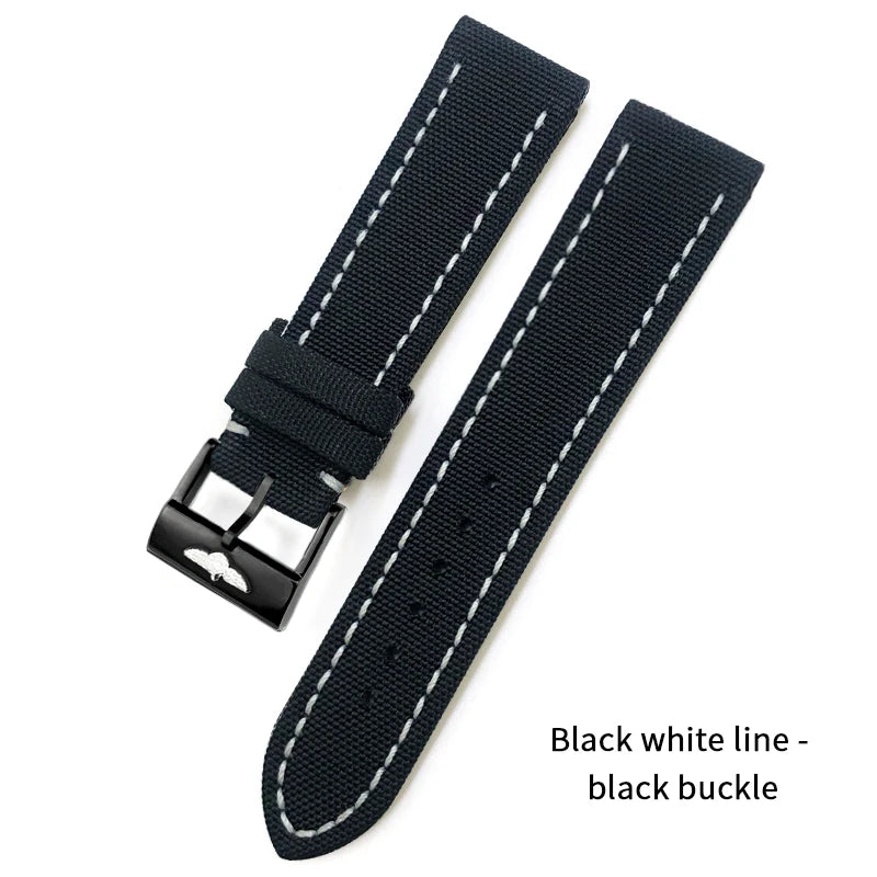 Nylon Canvas Watch Strap, 22mm, for Breitling HMGER Challenger, black, green, gray, yellow, high quality