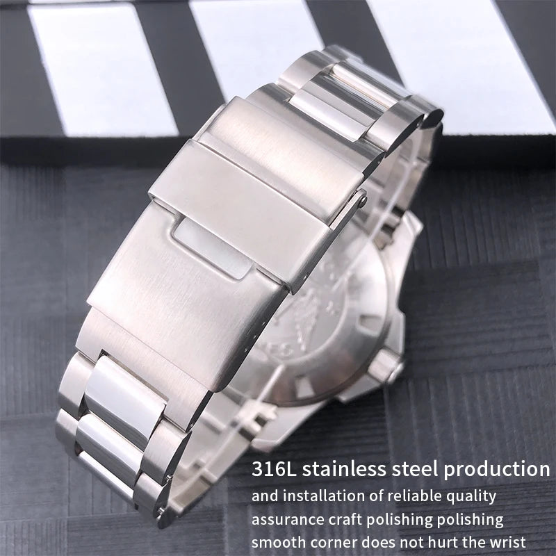 Bracelet de montre en acier inoxydable de qualité, 21mm 19mm 22mm, pour montre Longines L3 HydroConquest L3.782.4 781, extrémité incurvée, bracelet en métal massif
