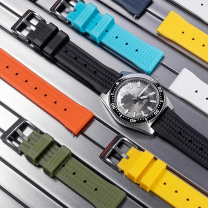 STAPELP Premium Embossed Silicone Watch Strap Quick Release Embossed Rubber Watch Band 20mm 22mm for Traditional Dive Watch