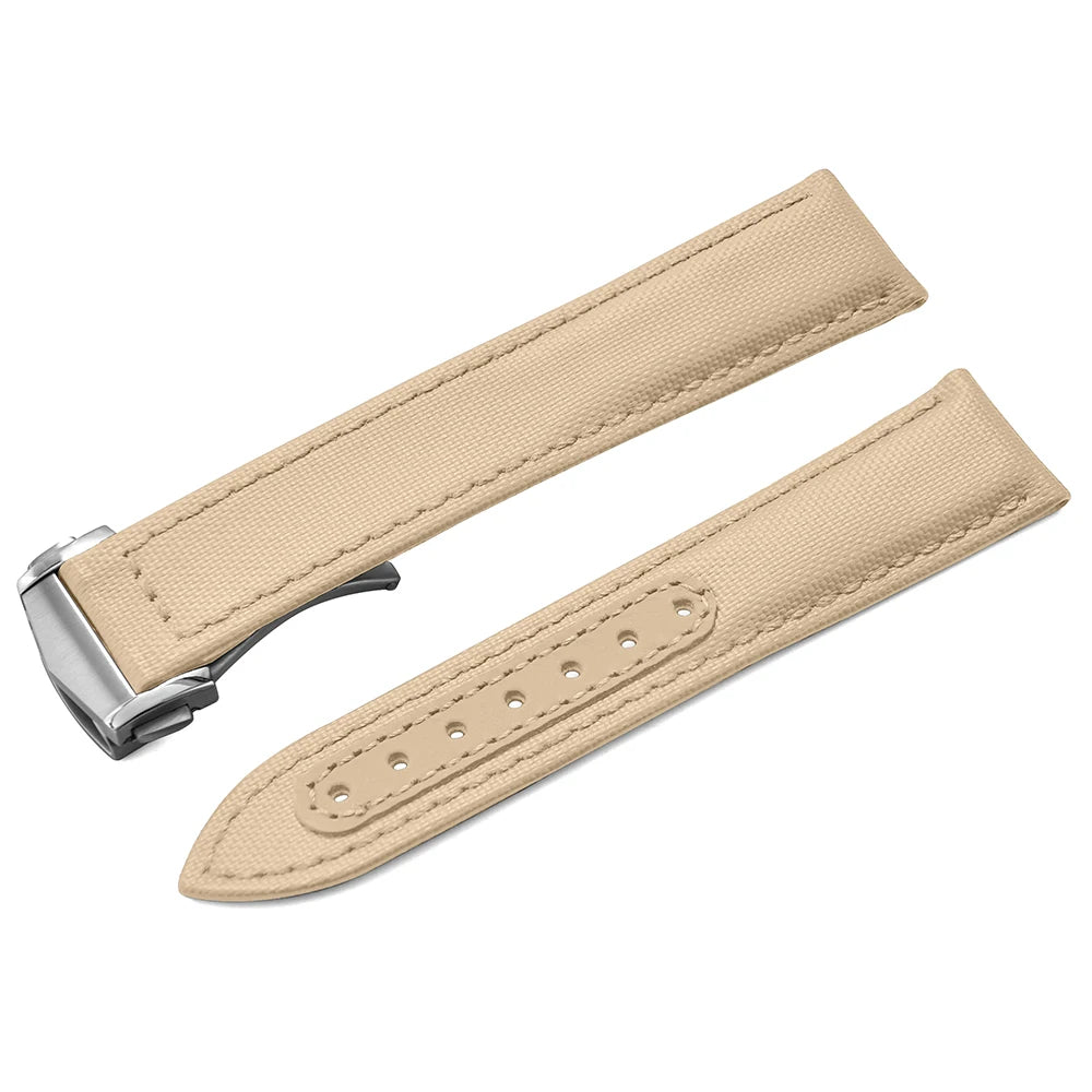 Bracelet de montre en Nylon en tissu voile, 20mm 22mm, en cuir, pour Omega Seamaster Swatch, boucle pliante, Bracelet universel