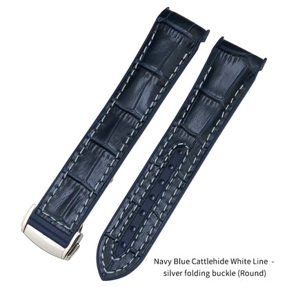 Nuovo cinturino per orologio bicolore adatto per Omega Planet Ocean Seamaster in gomma silicone nylon pelle cinturino per orologio 19mm 20mm 21mm 22mm