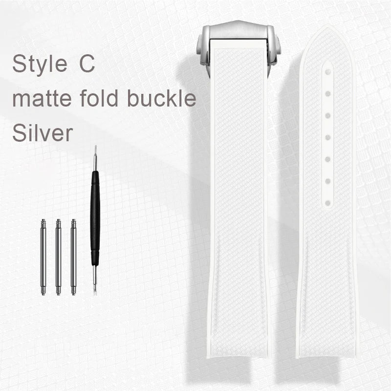 White rubber watch strap for Omega X Swatch, MoonSwatch, Constellation, waterproof, sport, watch band, curved end band, 20mm