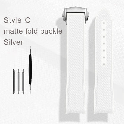 White rubber watch strap for Omega X Swatch, MoonSwatch, Constellation, waterproof, sport, watch band, curved end band, 20mm