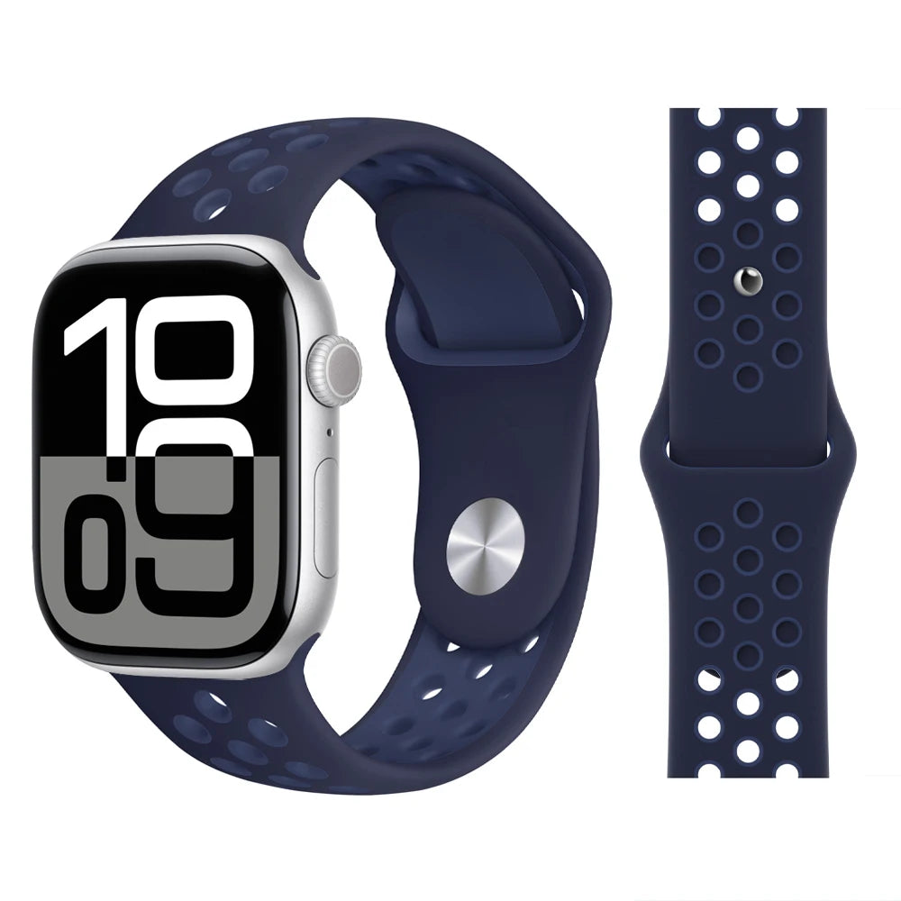 Bracelet en Silicone pour bracelets de montre Apple 46mm 44mm 45mm 40mm 41mm 42mm, Bracelet de Sport Correa iWatch série 11 10 9 SE 8 7 6 5
