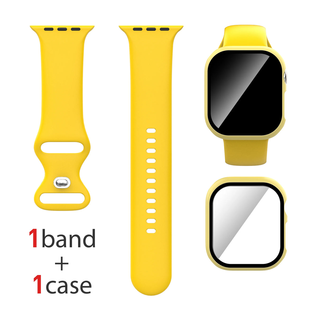 Lot de 2, pour Apple Watch : Étui + Bracelet + Protection d'écran compatible S1-S11/SE 38/40/41/Series 10-11 42mm/42/44/45/46/49mm