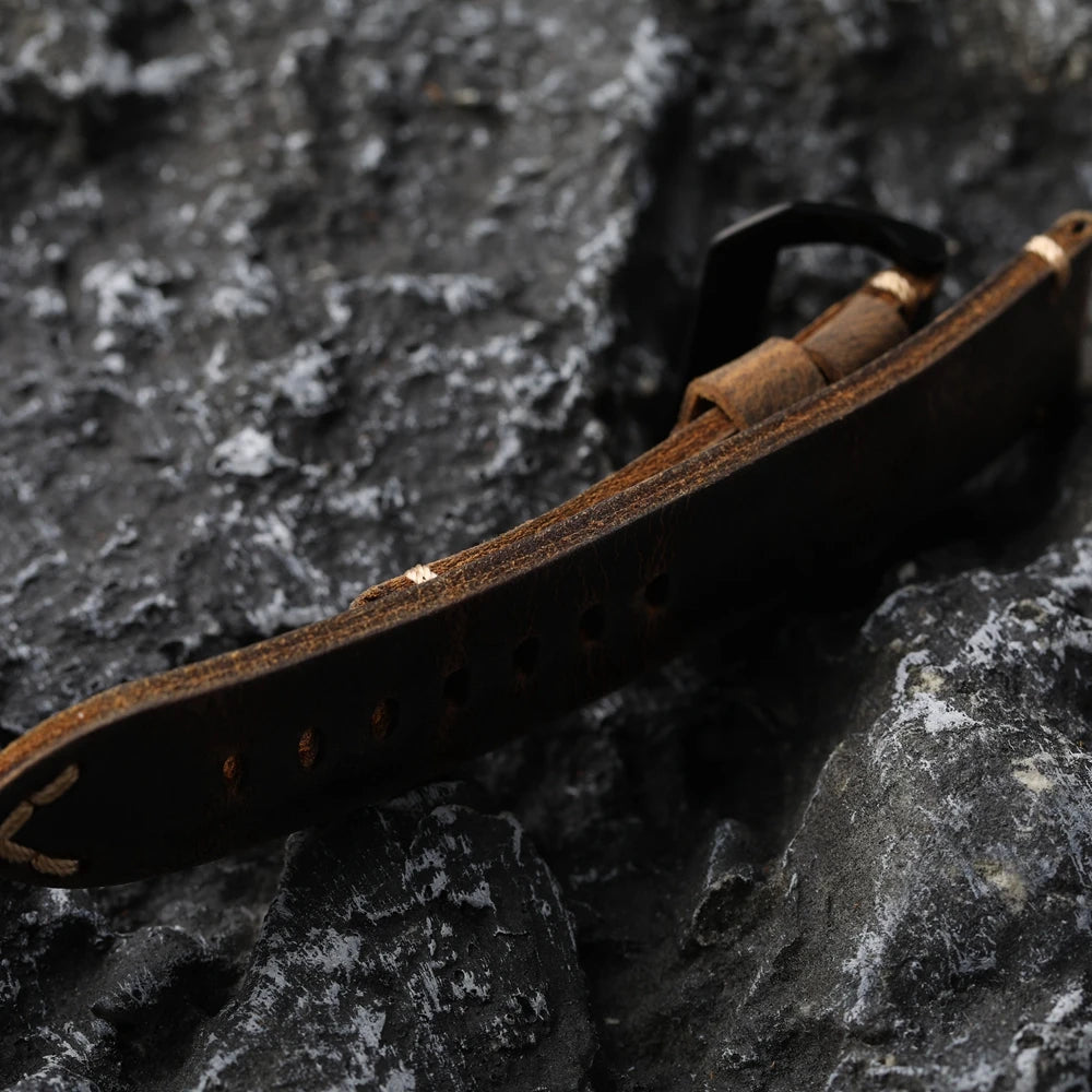 Men's Vintage Handmade Watch Strap, Top Layer, Thickened, Handcrafted, Dark Brown, Fits GT3 4, 20mm, 21mm, 22mm, 23mm, 24mm, 26mm