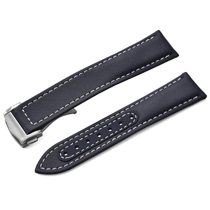 Bracelet de montre en Nylon en tissu voile, 20mm 22mm, en cuir, pour Omega Seamaster Swatch, boucle pliante, Bracelet universel