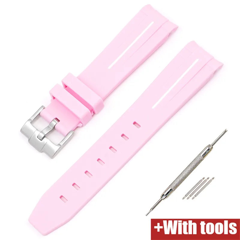 Curved End Rubber Strap for MoonSwatch, 20mm, for Men and Women, Waterproof Sport Watch Band