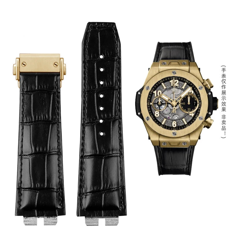 Cinturino per orologio in vera pelle bovina per Hublot, cinturino a sgancio rapido, cinturino nero, cinturino per serie Big Bang 411, alta qualità, 27mm